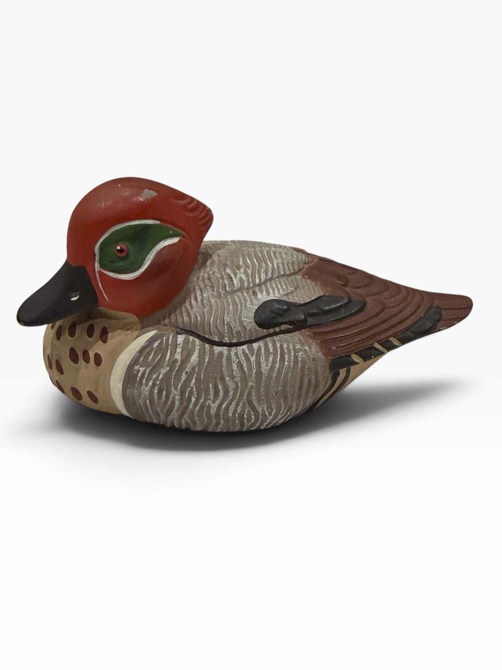 1984 Avon Collector Duck Series Green-Winged Teal Ceramic Figurine Decoy 3.5”